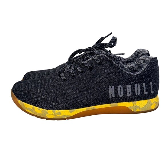 Nobull Trainers Unisex 8.5/10 Black Super Fabric Yellow Sole Low Top - Picture 1 of 14